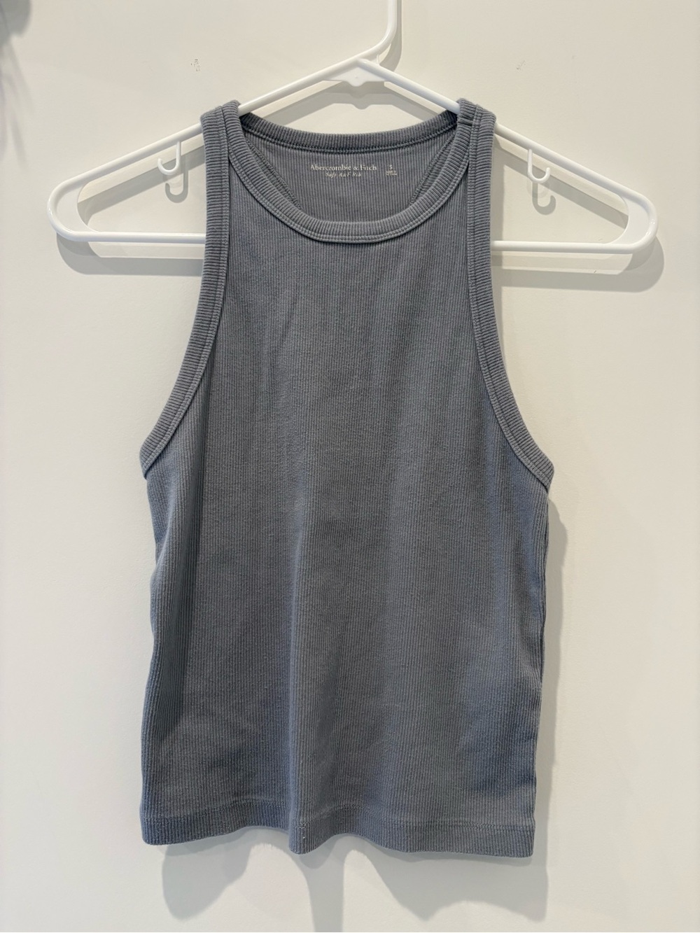 Abercrombie & Fitch Ribbed Tank Top in Slate Blue Gray